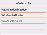 Bildschirm "WLAN": "WLAN-Einrichtung" auswählen